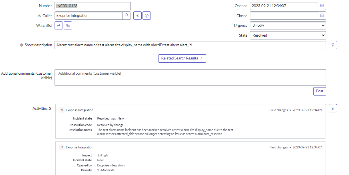 Testing ServiceNow automated ticket opening and closing
